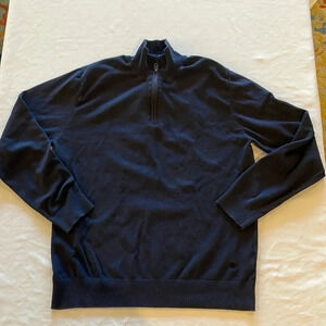 French connection men’s 1/4‎ quarter zip navy blue sweater XL